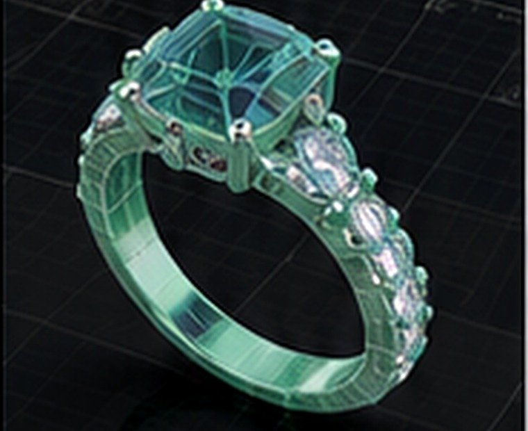 Transparent green CAD ring model